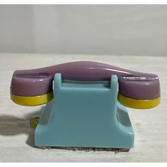 Vintage Dollhouse Rotary Phone  Miniature Aqua & Purple Plastic - Picture 3 of 8